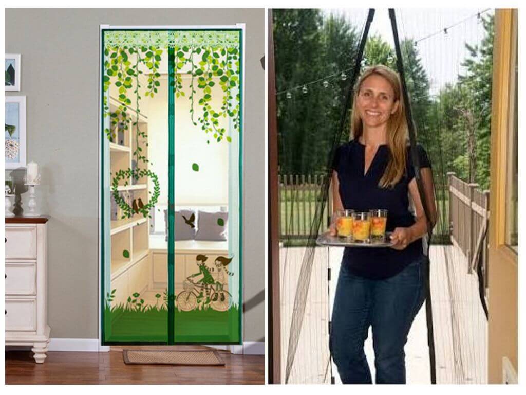 Moustiquaire sur la porte avec des aimants